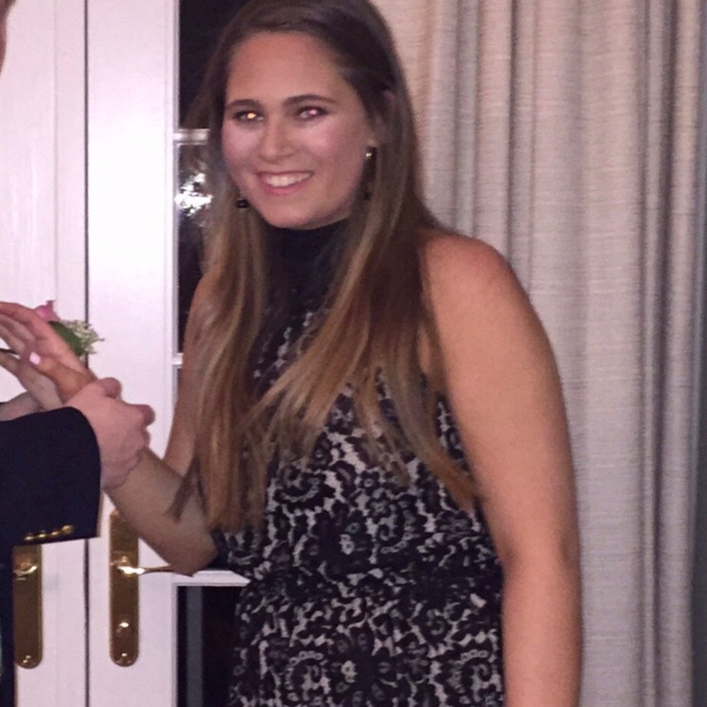 Joie black lace dress with tan underlay. Worn 1x.